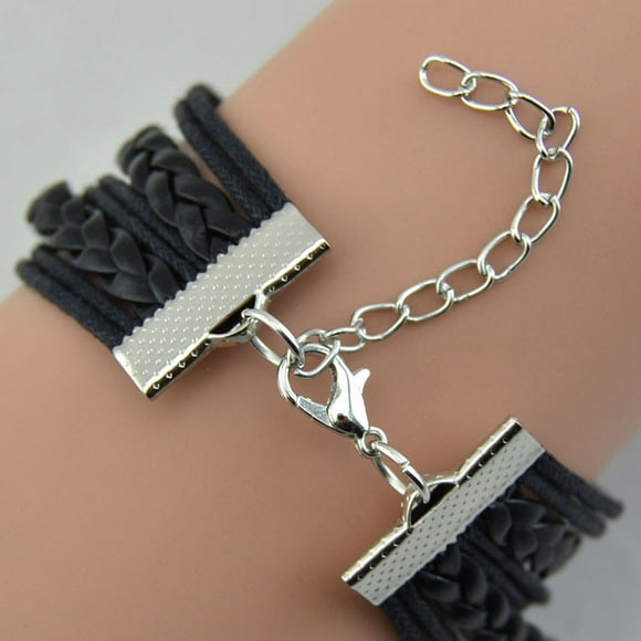 Handmade Infinity Vintage Silver Friendship Pigeon Tree Charms Leather Bracelet 